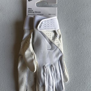 Nike Alpha Batting Gloves Youth Unisex White/White/White Youth Large  (INV305)