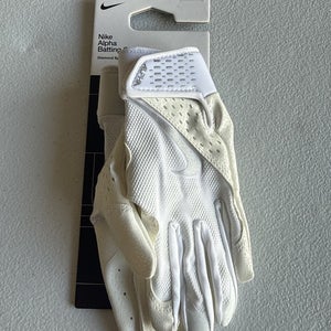 Nike Alpha Batting Gloves Youth Unisex White/White/White Youth Small  (INV304)