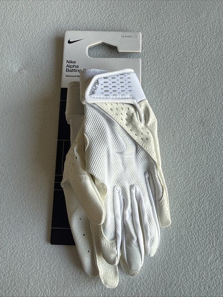 Nike Alpha Batting Gloves Youth Unisex White/White/White Youth Small  (INV304)