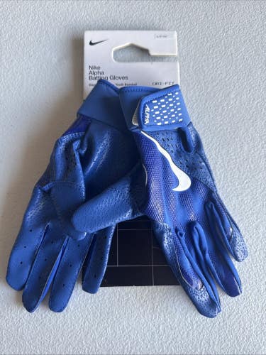 Nike Alpha Batting Gloves Youth Unisex Blue/Blue/White Youth Small (INV307)