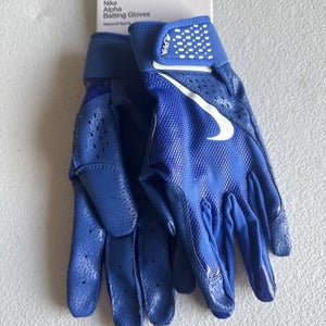 Nike Alpha Batting Gloves Youth Unisex Blue/Blue/White Youth Large  (INV309)
