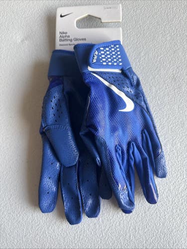 Nike Alpha Batting Gloves Youth Unisex Blue/Blue/White Youth Large (INV309)