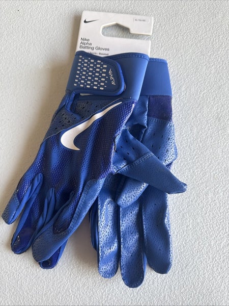 Nike Alpha Batting Gloves Adult Unisex Blue/Blue/White Size XLarge  (INV310)