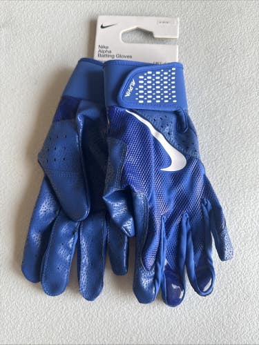 Nike Alpha Batting Gloves Adult Unisex Blue/Blue/White Size Medium (INV312)