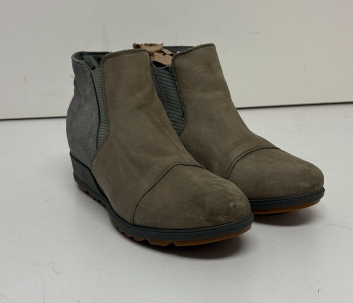 Sorel Evie Gray Suede & Leather Chelsea Boots US Women's 12 EU 43 EXCELLENT