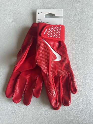 Nike Alpha Batting Gloves Adult Unisex Red/Red/White Size X-Large (INV314)
