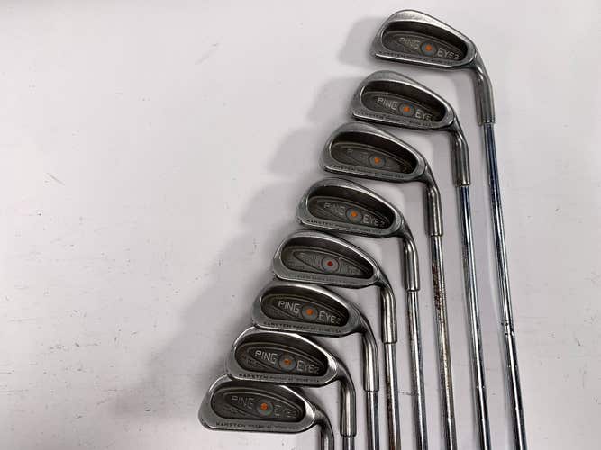 Ping Eye 2 Iron Set 3-PW Orange Dot 2* Flat Karsten ZZ-Lite Stiff Steel Mens RH