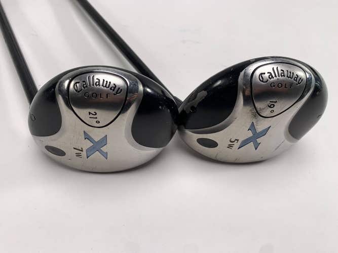 Callaway X 5 & 7 Fairway Wood Set 19* 21* Fujikura Gems UltraLight 55g Ladies RH