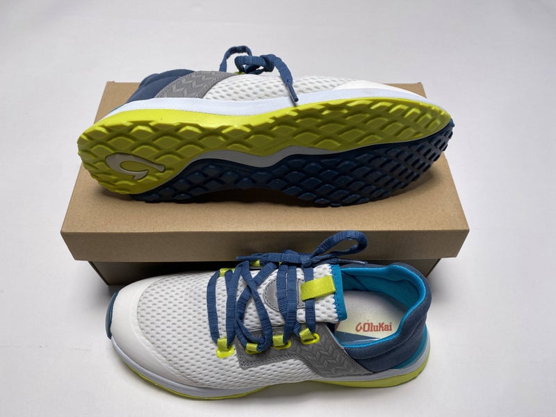 Olukai Wailuku Athletic Trainer Shoes White Lagoon Blue Women's 9.5 (20478-WB75)