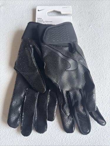 Nike Alpha Batting Gloves Adult Unisex Size Medium Black/Black/Black (INV321)