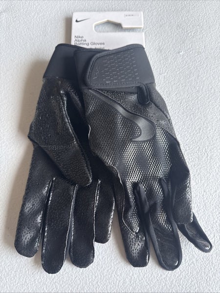 Nike Alpha Batting Gloves Adult Unisex Size Medium Black/Black/Black (INV321)