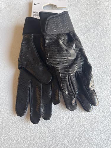 Nike Alpha Batting Gloves Adult Unisex Size Small Black/Black/Black (INV326)