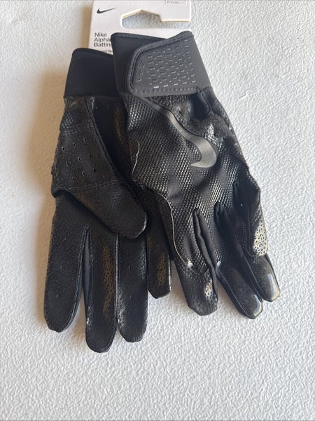 Nike Alpha Batting Gloves Adult Unisex Size Small Black/Black/Black (INV326)