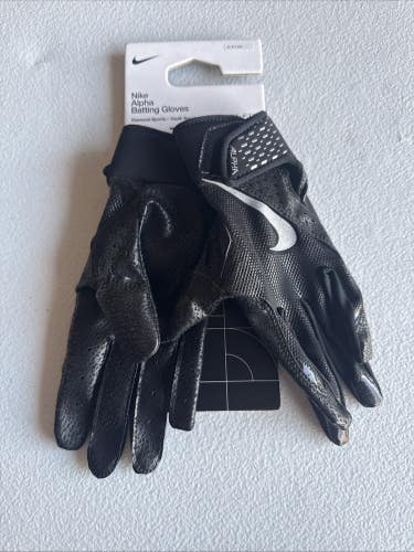Nike Alpha Batting Gloves Youth Unisex Size Small Black/Black/Grey (INV322)