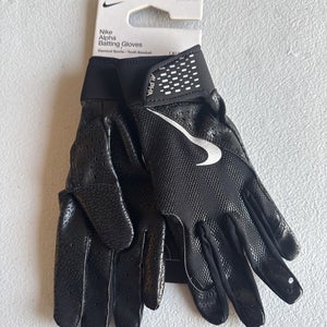 Nike Alpha Batting Gloves Youth Unisex Size LG  Black/Black/Grey  (INV324)