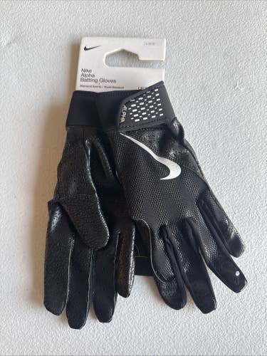 Nike Alpha Batting Gloves Youth Unisex Size LG Black/Black/Grey (INV324)