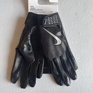 Nike Alpha Batting Gloves Youth Unisex Size Medium Black/Black/Grey  (INV325)