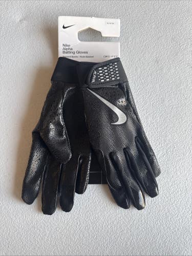 Nike Alpha Batting Gloves Youth Unisex Size Medium Black/Black/Grey (INV325)