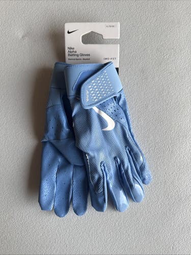 Nike Alpha Batting Gloves Adult Unisex Sky Blue/White Size XLarge (INV327)