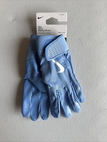 Nike Alpha Batting Gloves Adult Unisex Sky Blue/White Size XLarge  (INV327)