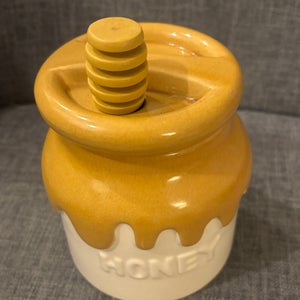 1981 Teleflora Ceramic Honey Pot With Spoon Vintage