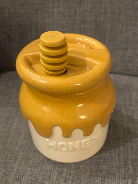 1981 Teleflora Ceramic Honey Pot With Spoon Vintage