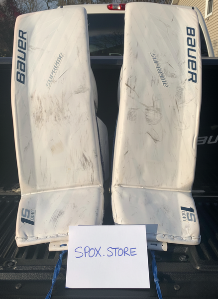 Bauer Supreme 1S Goalie Pads – Senior Large (35+1) | Game-Ready White (READ DESCRIPTION)