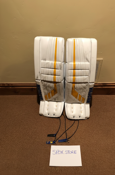 Pro Return Allen Vaughn VE8 Goalie Leg Pads – 35+2 | Senior Pro Stock Blue (READ DESCRIPTION)