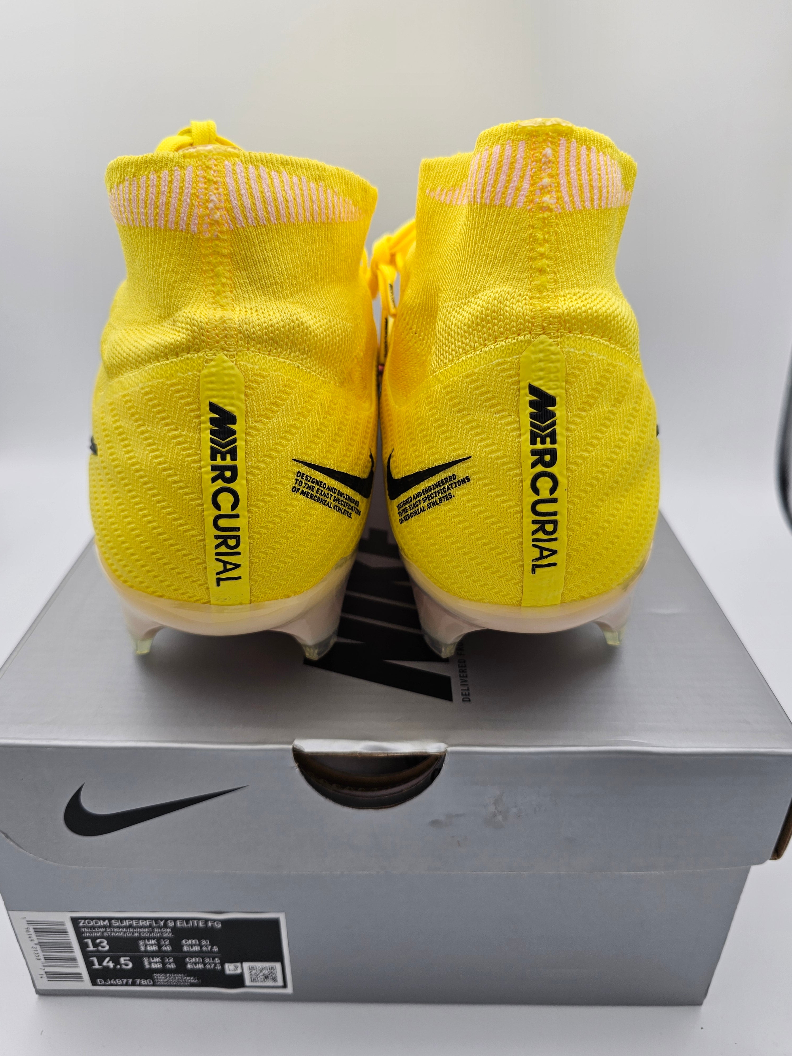 Nike Zoom Superfly 9 Elite FG Yellow Strike Sunset Glow Size 