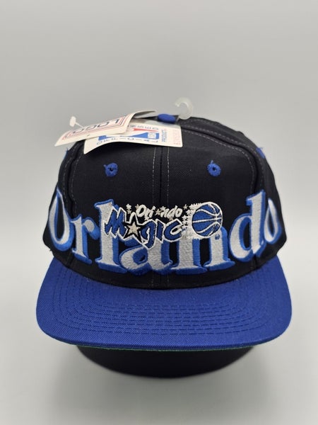 NEW Vintage Orlando Magic NBA Sports Logo 7 Spellout Hat Cap Vtg Black Snapback