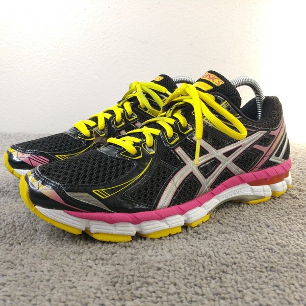 Asics  GT-2000 2 Womens Size 9.5 Running Shoes Low Sneakers Black Yellow Pink