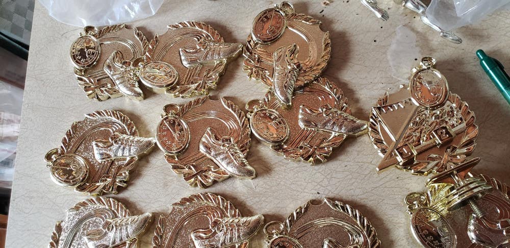 TROPHY SHOP CLOSED - NEW TRACK FIQURES ALL UNISEX  GOLD PLASTIC LOT  21 SEE LIST