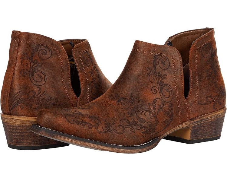 Roper Ava Bootie Women's US 9.5 Brown Faux Leather Snip Toe Ankle Boots TZP849