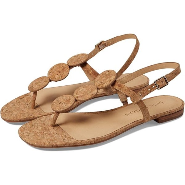 Jack Rogers Worth Thong Womens US 8 Cork Leather Adjustable Strap Sandals TZP839