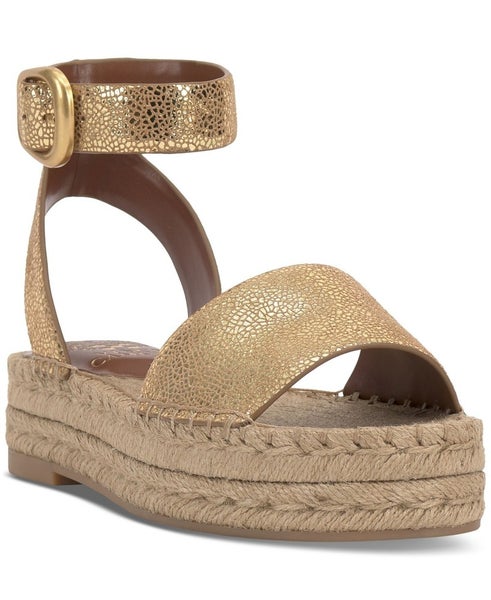 Vince Camuto Darna Sandals Women's US 5 Neutral Gold Leather Espadrille TZP842