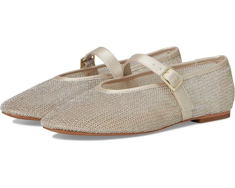 Steve Madden Dreaming Mary Jane Womens US 9.5 Gold Slip On Flat Shoes TZP859