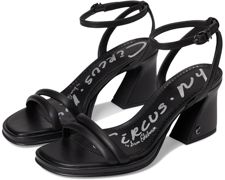 Circus NY by Sam Edelman Holly Sandals Womens 8 Black Leather Flared Heel TZP912