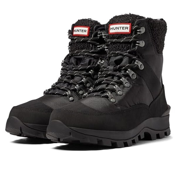 Hunter Recycled Polyester Commando WFS1009NYL Womens US 5 Black Rain Boots PPQ20