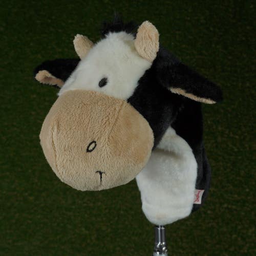DAPHNE HAPPY COW DRIVER HEADCOVER BLACK / WHITE / TAN ~ LOOK!!