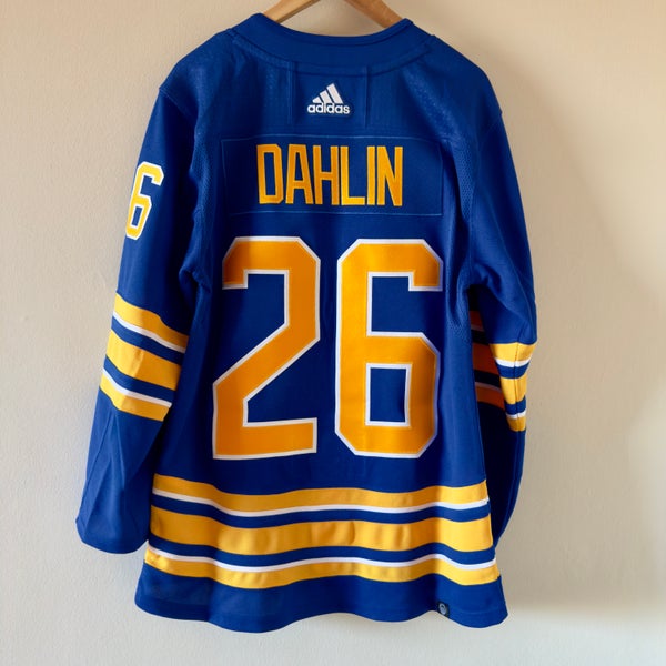 NEW Men’s BUFFALO SABRES 26 DAHLIN Adidas Primegreen Size 44 Home Jersey NHL Royal
