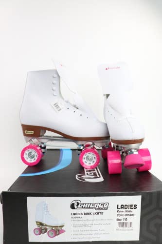CHICAGO Women's 10 Classic Roller Skates MODEL CRS400 Premium White Pink Rink...