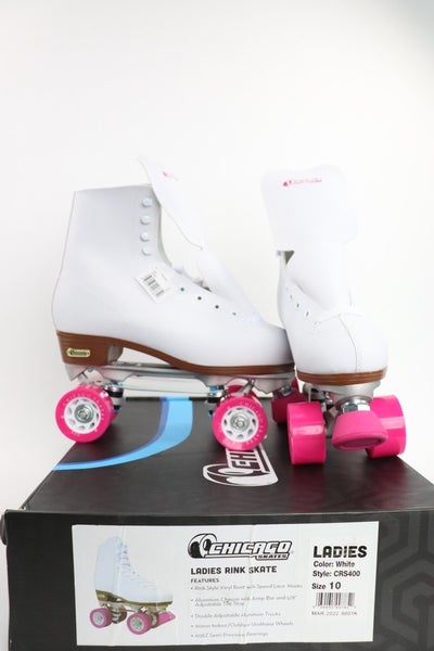 CHICAGO Women's 10 Classic Roller Skates MODEL CRS400 Premium White Pink Rink...