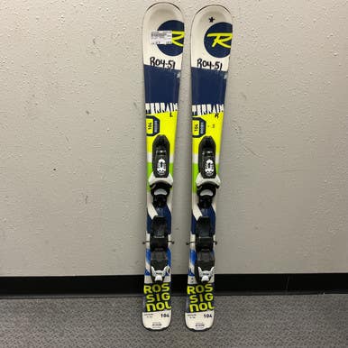Used Rossignol TERRAIN Boys DH Ski/Binding Navy Blue 104 cm 11855-S000195389