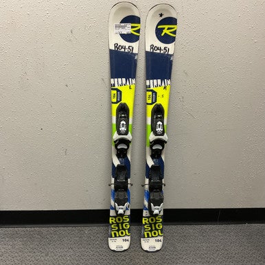 Used Rossignol TERRAIN Boys DH Ski/Binding Navy Blue 104 cm 11855-S000195389