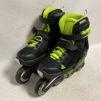Used Rollerblade MICROBLADE 2-5 Junior Rec Fitness Skates Black Adjustable 11855-S000195380