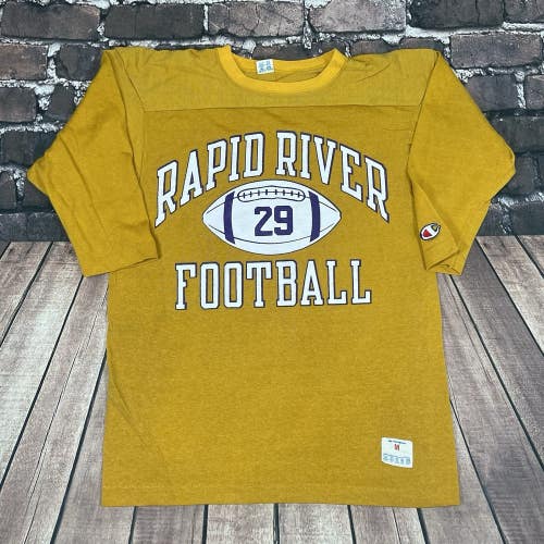 Vintage Champion 70s/80s Rapid River Football 3/4 Sleeve Heavy Knit Shirt RARE M