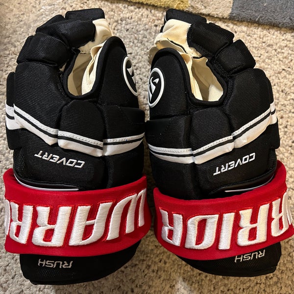Warrior Covert QRE Pro Gloves 14" Black / Red ECHL Rapid City Rush Pro Stock (New)