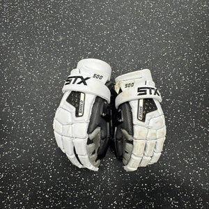 Used STX SHIELD 500 Lacrosse Gloves Mens White 13" 11849-S000034123