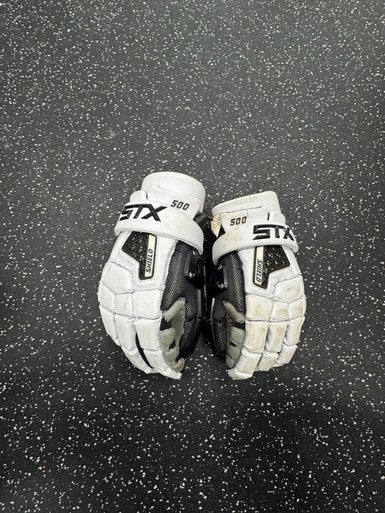 Used STX SHIELD 500 Lacrosse Gloves Mens White 13" 11849-S000034123