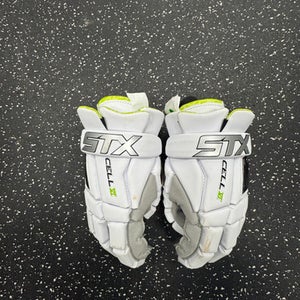 Used STX CELL VI GLOVES Lacrosse Gloves Mens White SM 11849-S000034125
